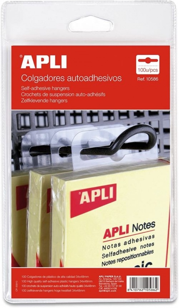 [10586] C/100 COLGADORES AUTOADHESIVOS APLI 34X48 MM