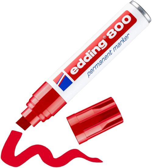 [800-02] C/5 ROTULADOR EDDING 800 ROJO PERMANENTE PUNTA BISELADA