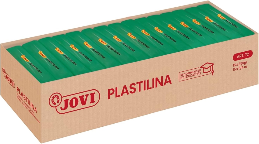 CAJA 15 PASTILLAS PLASTILINA 350 G - VERDE OSCURO JOVI 7211