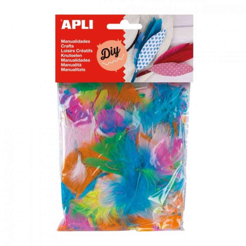 [13281] Bolsa plumas collage colores surtidos 14g