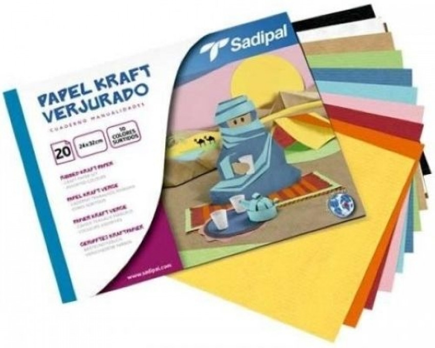 [06208] BLOC MANUALIDADES 20 PAPEL KRAFT SURTIDO SADIPAL 32X24CM