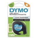 CINTA DYMO LETRATAG PLASTICO NEGRO/TRANSPARENTE 12MMX4M.