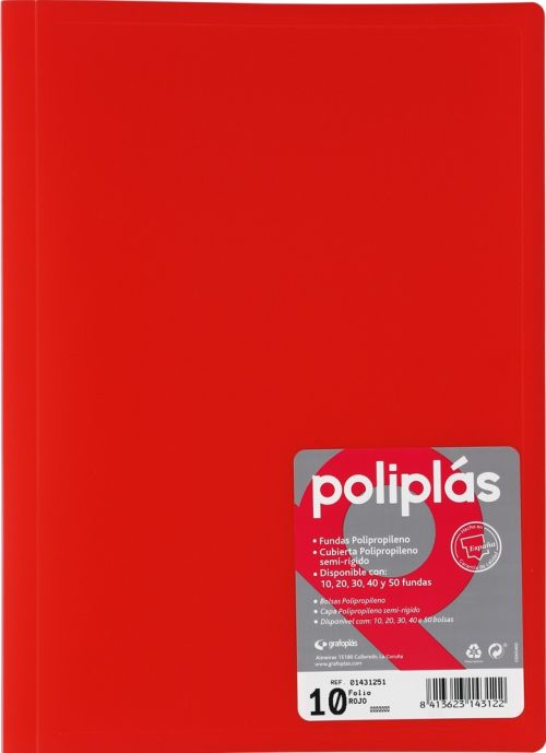 CARPETA Fº 50 FUNDAS SOLDADAS TRANSLUCIDAS ROJO