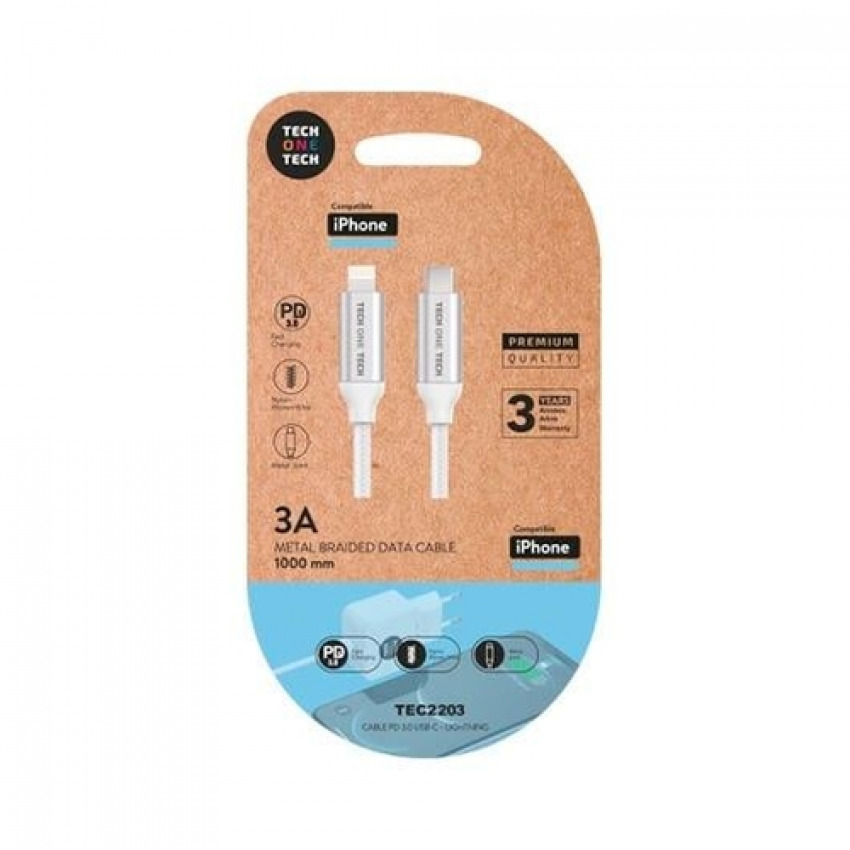 [TEC2203] TEC2203 cable de conector Lightning 1 m Blanco