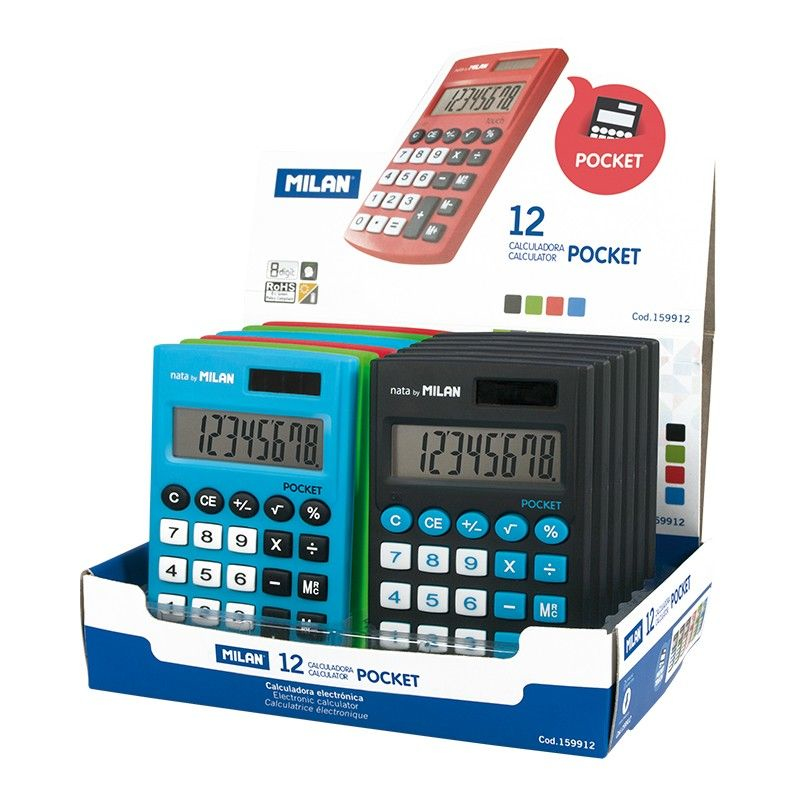 [8411574048824] Exp 12 calculadoras pocket touch 8 digitos colores surtidos