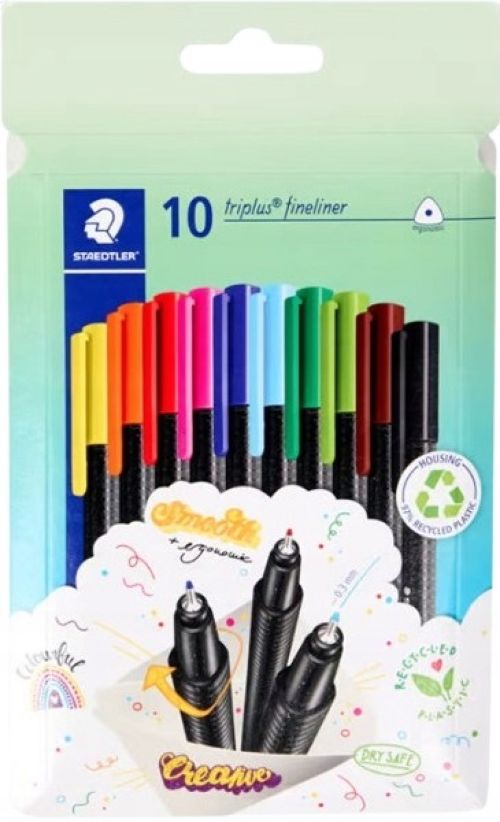 334 C10 rotulador de punta fina Superfino Negro, Azul, Marrón, Verde, Azul claro, Verde claro, Naranja, Rosa, Rojo, Amarillo 10 pieza(s)