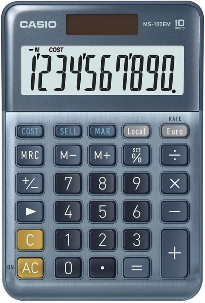 [MS-100EM] Calculadora sobremesa ms-100em 10 digitos solar/pilas azul