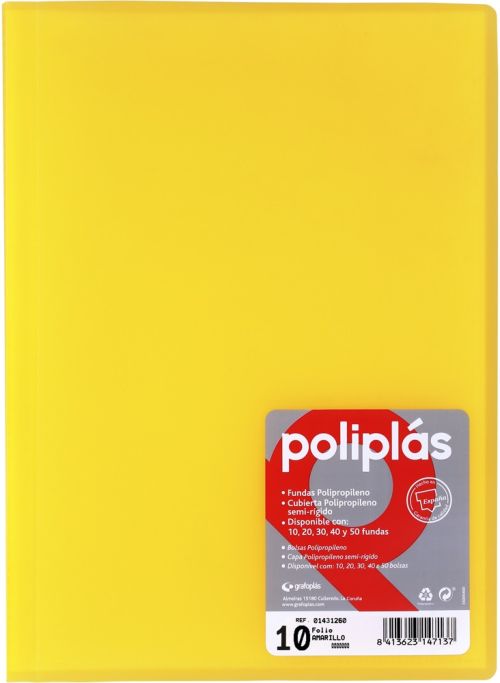 CARPETA Fº 40 FUNDAS SOLDADAS TRANSLUCIDAS AMARILLO