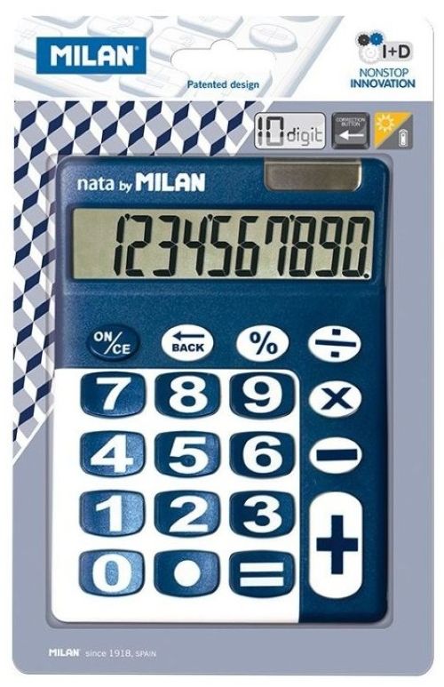 [150610BBL] Blíster calculadora 10 dígitos con teclas grandes coor azul y blanco