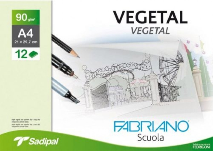 LAMINA PAPEL VEGETAL FABRIANO A4 B/12 - Pack de 10 unidades