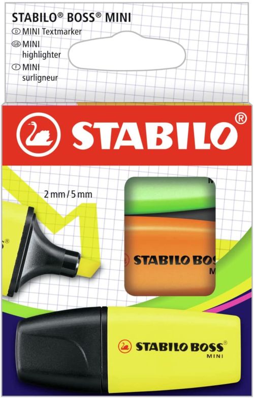 Estuche 3 marcadores stabilo boss mini