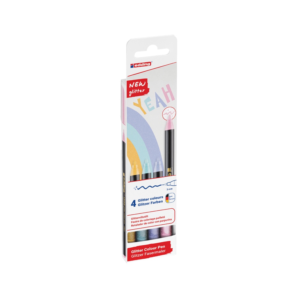 [4-1200-4-3] C/4 ROTULADOR EDDING 1200 GLITTER COLORES PASTEL