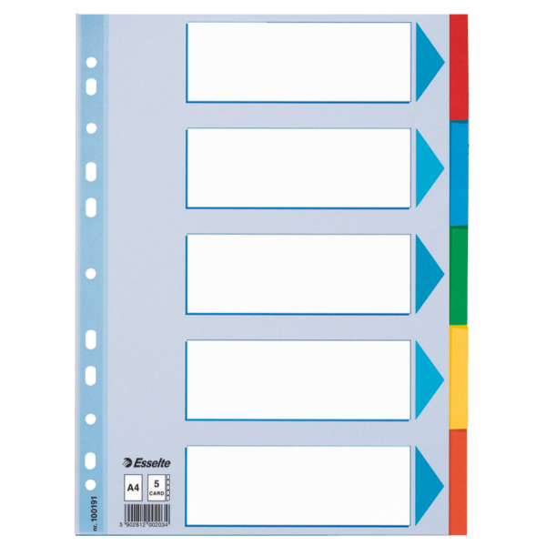 [100191] Bolsa 5 separadores a4 con 5 colores esselte carton 200g
