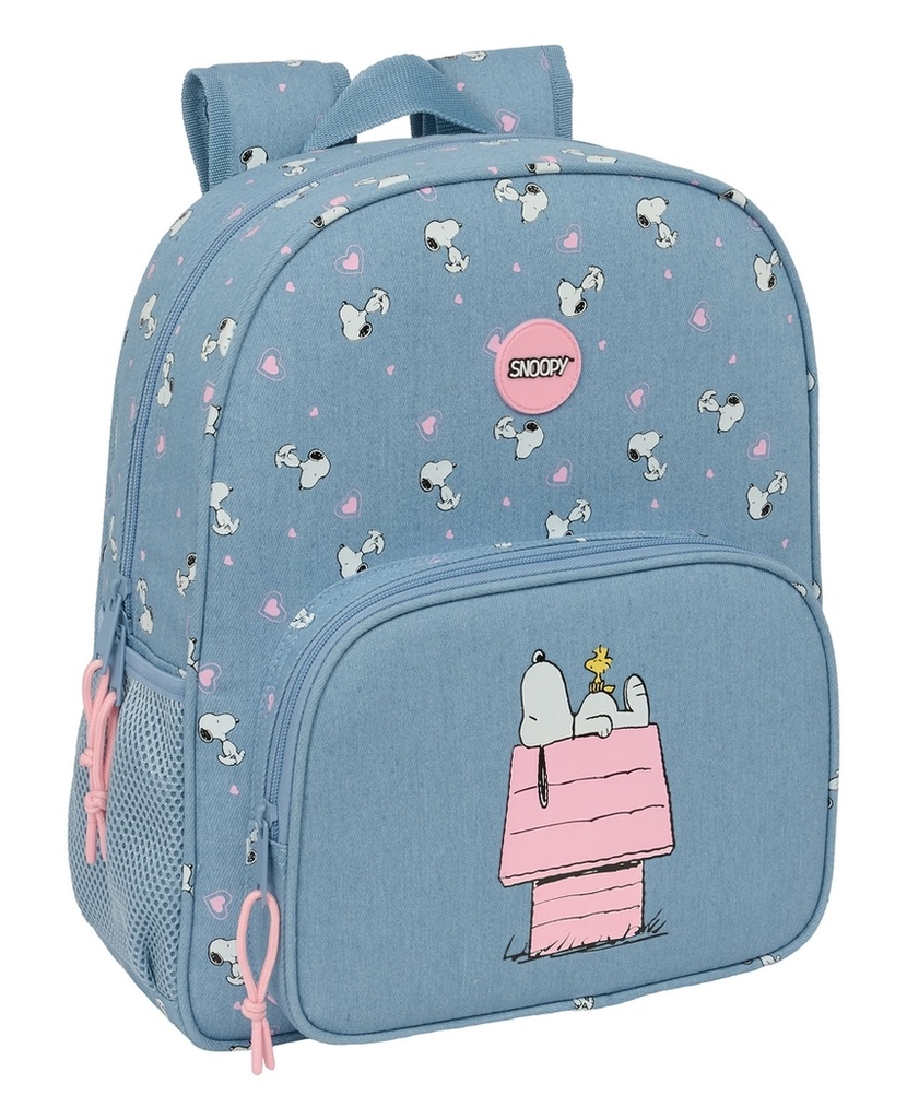 MOCHILA JUNIOR ADAPTABLE CARRO SNOOPY 32x38x12cm