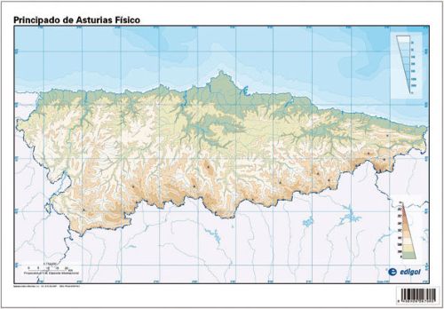 Paq/50 mapas asturias fisico mudos