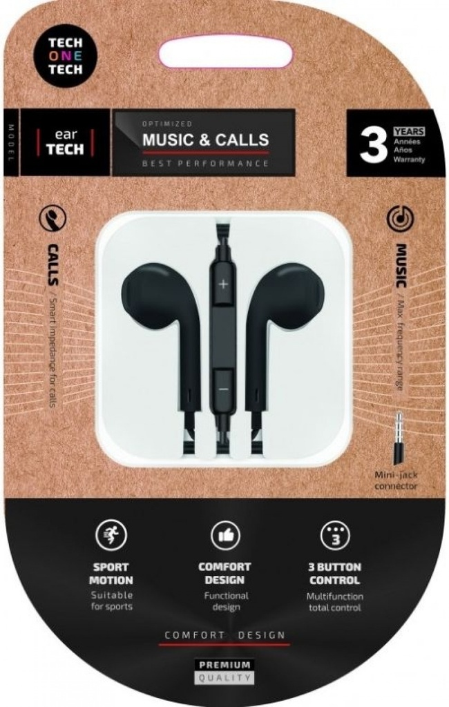[TEC1002] AURICULARES TECHONE BOTON MINI JACK NEGR