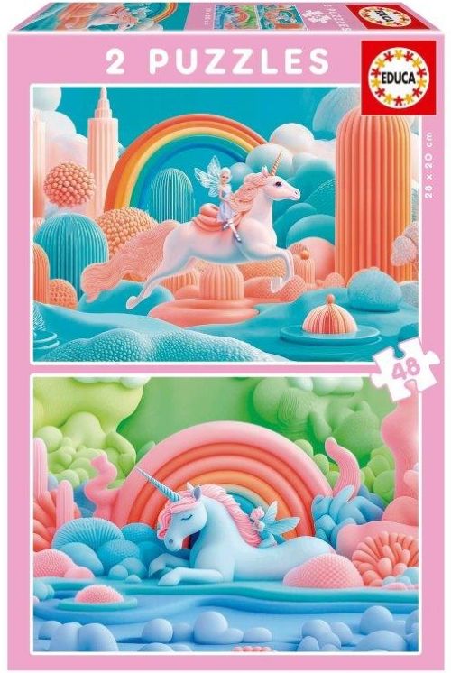 PUZZLE 2X48 PIEZAS UNICORNIOS MAGICOS