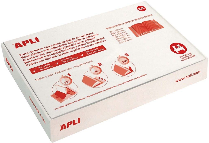 [12485] C/100 FORRO LIBROS AJUSTABLE 22X53CM PVC 130 MICRAS APLI