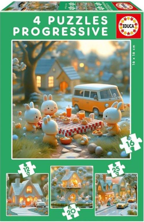 PUZZLE PROGRESIVO 6-9-12-16 PIEZAS CIUDAD DE CONEJITOS