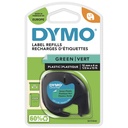 Cinta dymo letratag plastico negro/verde 12mmx4m