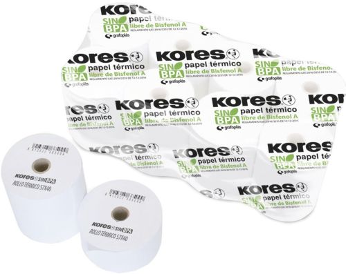 PACK 10 ROLLO PAPEL TERMICO SIN BISFENOL 57X55X12MM KORES