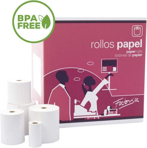 [18115] PACK 10 ROLLOS PAPEL TERMICO SIN BPA 57X35X12MM FABRISA