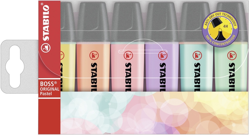 Estuche 6 marcadores fluorescentes stabilo boss 70 original pastel