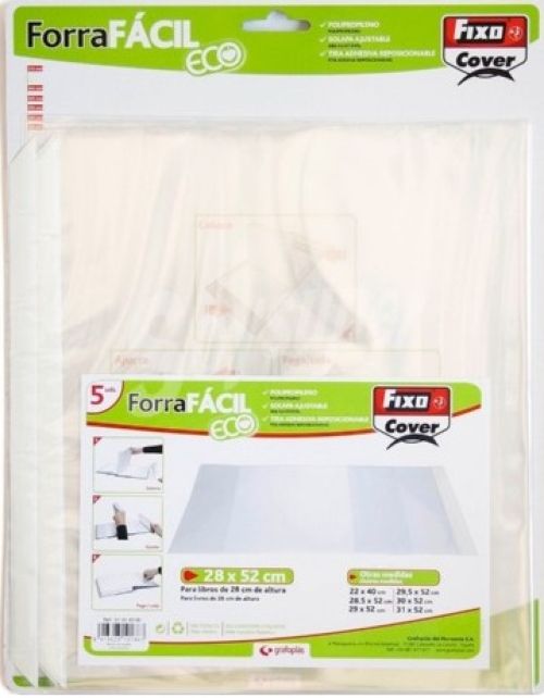 Paq/5 forro libros ajustable 28x52cm forraFácil polipropileno