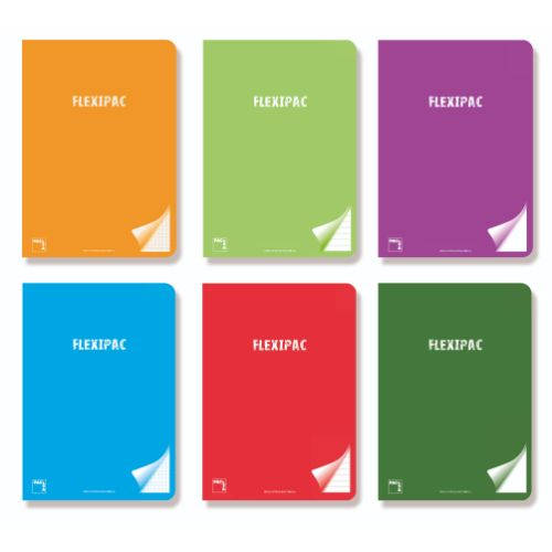 [20046] Paq/6 libreta a5+ 48h 90g cuadridula 4x4 c/m flexipac tapa plastico colores surtidos