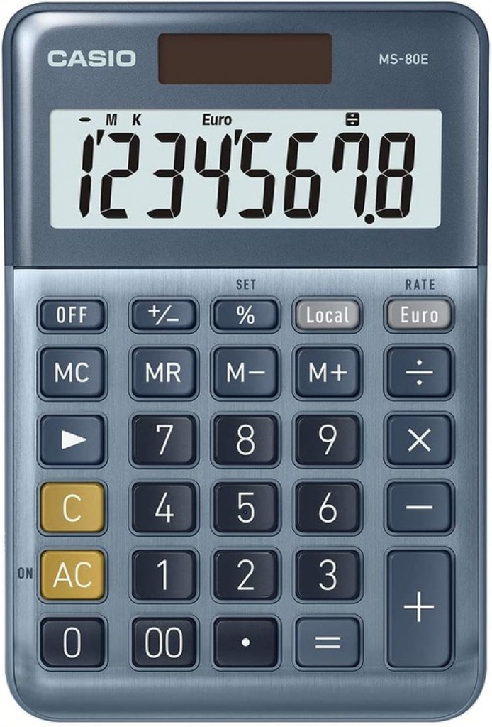 [MS-80E] Calculadora sobremesa ms-80e 8 digitos solar/pilas azul