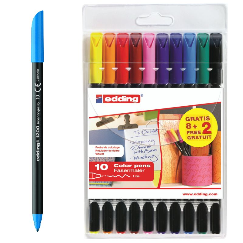 [1200-8+2S] ESTUCHE 8+2 EDDING 1200 COLORES SURTIDOS