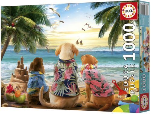 PUZZLE 1000 PIEZAS PERROS EN LA PLAYA