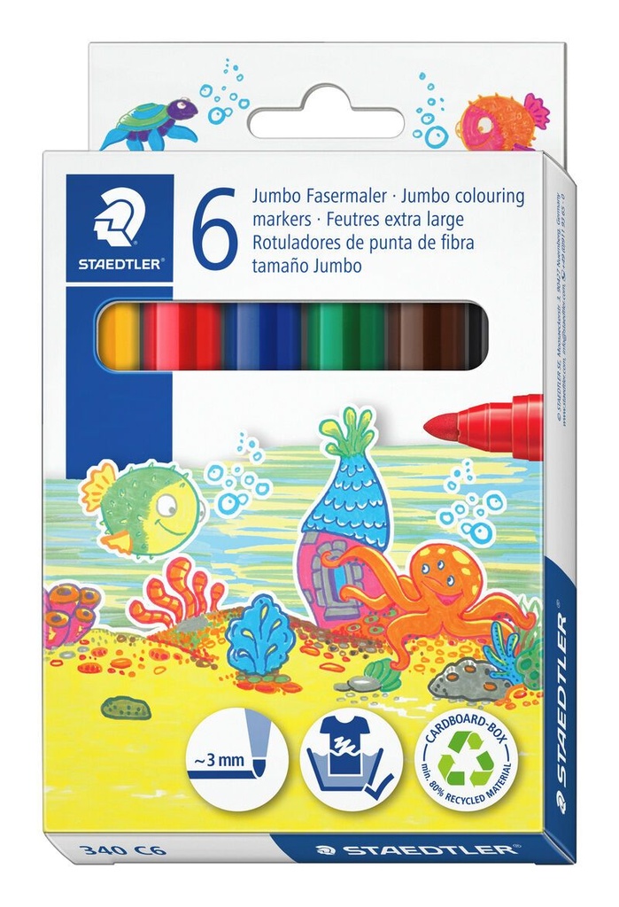Estuche 6 rotulador grueso noris jumbo 340 colores surtidos