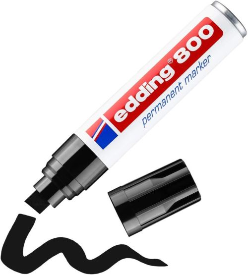 [80001] C/5 ROTULADOR EDDING 800 NEGRO PERMANENTE PUNTA BISELADA