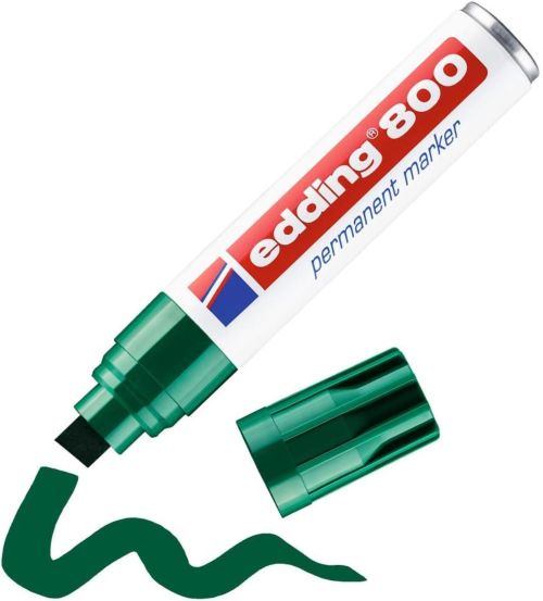 [4-800 004] C/5 ROTULADOR EDDING 800 VERDE PERMANENTE PUNTA BISELADA