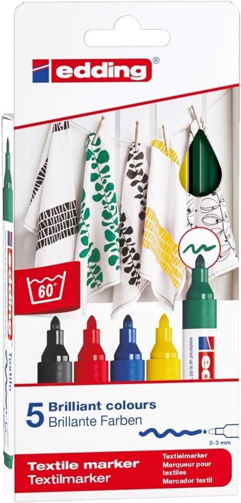 [4-4500-5S] ESTUCHE 5 ROTULADOR EDDING 4500 TEXTIL SURTIDO PERMANENTE