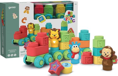 PACK 36 BLOQUES DE GOMAS SUAVE TREN DE LA JUNGLA GIROS