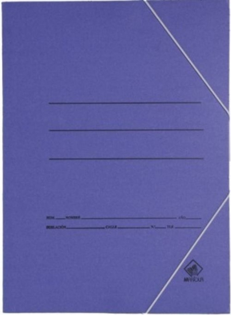 PAQ/20 CARPETA CARTON Fº GOMAS SIN SOLAPAS AZUL