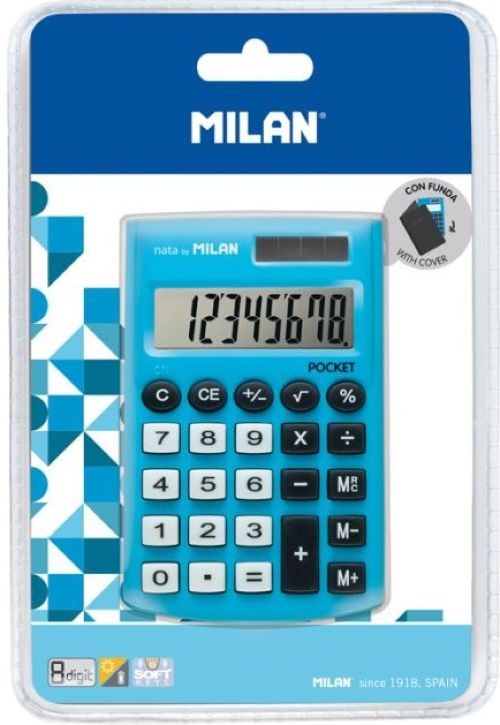 [150908BBL] Calculadora de bolsillo pocket touch azul 8 digitos milan