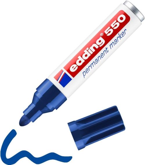 [4-550 003] C/10 ROTULADOR EDDING 550 AZUL MARCADOR PERMANENTE