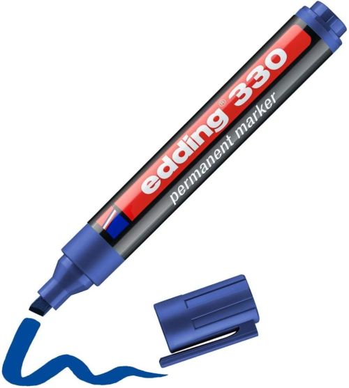 [330-03] c/10 rotulador edding 330 azul marcador punta biselada