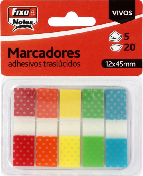 Blister 5 marcadores autoadhesivos translucidos colores vivos 12x45mm