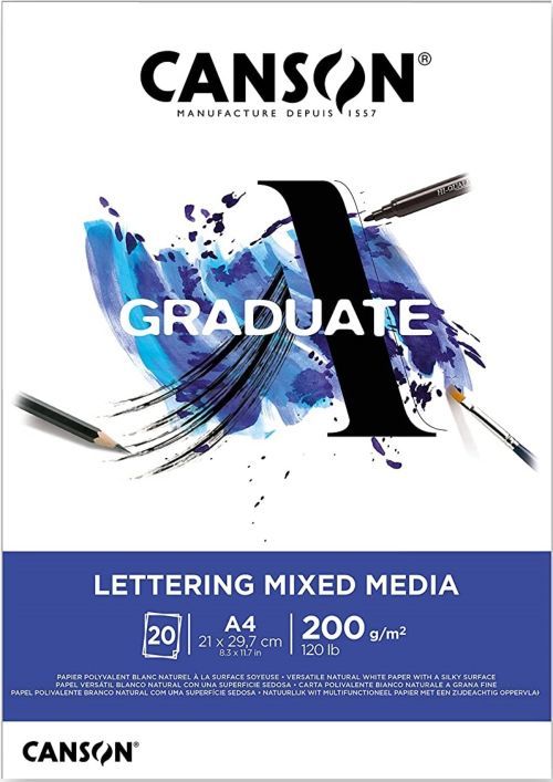 Bloc encolado a4 20h 200g lettering mixed canson