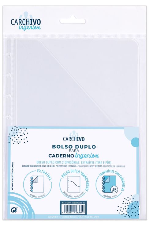 DOSSIER DOBLE BOLSA CARCHIVO INGENIOX A5 - Pack de 25 unidades