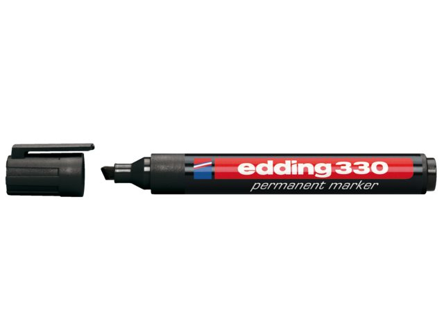 [330Z] c/10 rotulador edding 330 negro marcador punta biselada