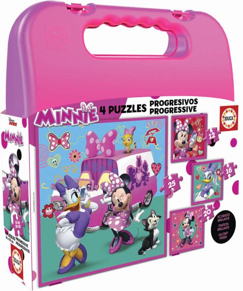 MALETA 4 PUZZLES PROGRESIVOS MINNIE  12-16-20-25