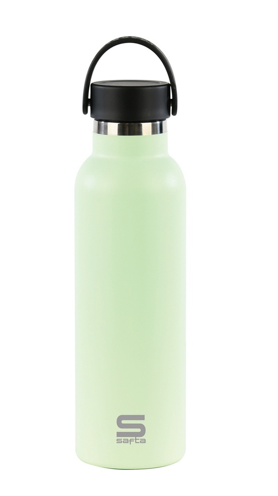 BOTELLA TERMO EXTERIOR GOMA 600ml SAFTA VERDE HOJA 25x7,3x7,3cm