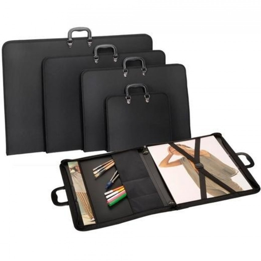 [I4260] Carpeta dibujo a2 con asas y bandolera negro pp