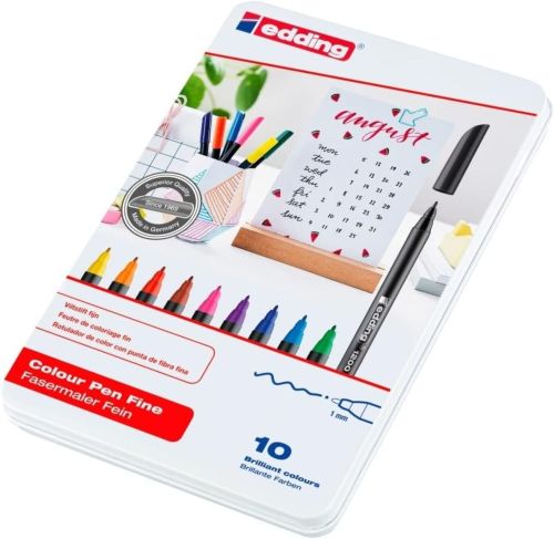 [4-1200-10S] CAJA METALICA 10 ROTULADORES EDDING 1200 COLORES SURTIDOS