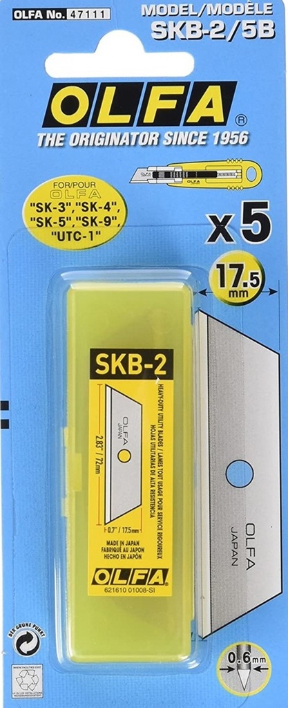 Paq/5 cuchillas olfa cutter 9mm sk-4